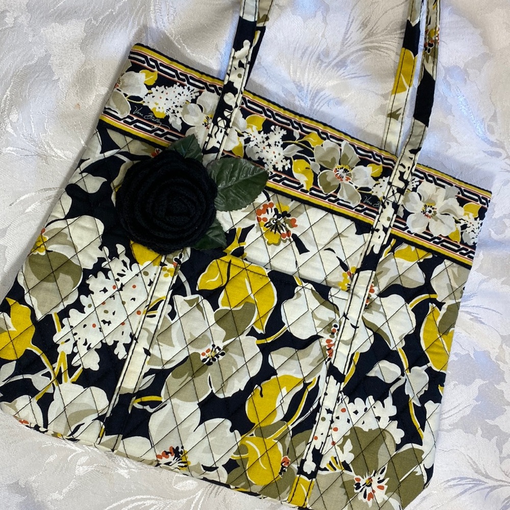 Vera Bradley Tote Purse, Bonus Crochet Rose